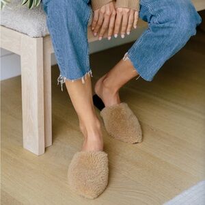 Jenni Kayne Tan Shearling Mules